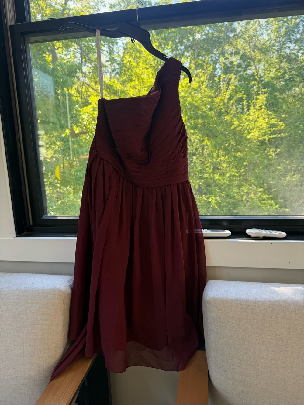 Azazie One-Shoulder Wine Party Dress